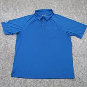 Duluth Alaskan Hardgear Polygie Polo Shirt Mens Large Blue Short Sleeve Pullover